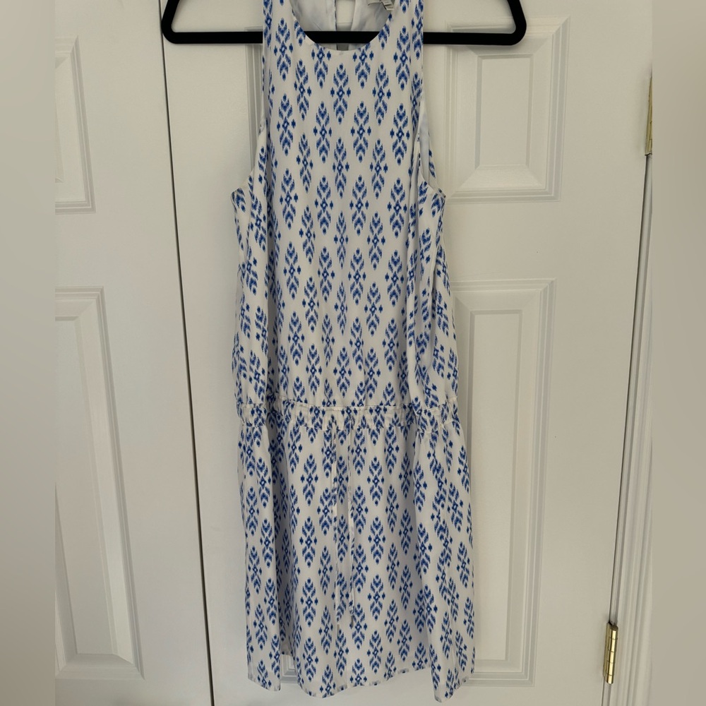 Joie Dress -Ikat Blue and White Patterned Dress